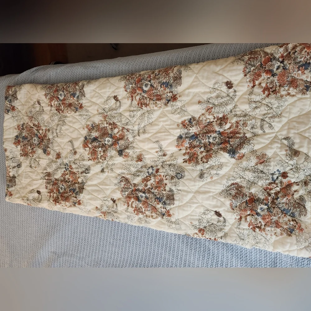 Vintage 1970s Floral Quilted Comforter by J.P. Stevens